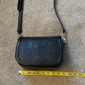 Coach Embossed Black Leather Crossbody Bag